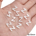 Letter Z white freshwater shell bead for DIY jewelry making, size 8x10mm - Letter Z / Original Color (2 Pieces/Pack)