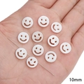 White 10mm round shell smiley face loose beads for DIY handmade jewelry crafts - Smiley Face / Original Color (2 Pieces/Pack)