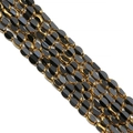 Oval black faceted glass crystal beads with gold edges for DIY jewelry crafting - Solid Black 4x6mm