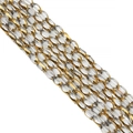 Faceted glass rice beads with gold accents and vertical stripes for jewelry making - Transparent Light Gray 4x6mm