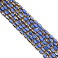 DIY jewelry beads in rice shape with vibrant blue coating and metallic gold finish - Solid Dark Blue 4x6mm