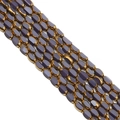 Oval faceted glass beads in dark purple with gold metallic coating for jewelry DIY - Solid Purple 4x6mm
