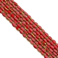 Oval red crystal beads with gold trim for DIY jewelry making necklaces and bracelets - Solid Red 4x6mm