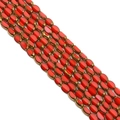 Oval red faceted crystal beads with golden metal edges for DIY jewelry making - Solid Orange 4x6mm