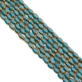 Oval turquoise beads with gold trim for DIY jewelry making and necklace crafting - Solid Peacock Blue 4x6mm