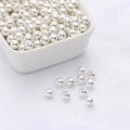 Cuentas espaciadoras esféricas de color plata pulida para joyas DIY y pulseras - Diámetro del Agujero aprox. 1mm / Plateado (2mm)