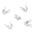 Five silver clam shell bead tips for jewelry making and necklace end connectors - 3x6mm / Platinum Plated Crimp Cover