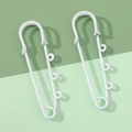 White macaron painted metal decorative safety pin with hanging loops for DIY jewelry - Small / White