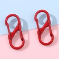 Set of two bright red S-shaped alloy carabiner hooks with dual spring gate mechanisms - Red