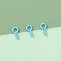 Set of three light blue spray-painted iron eye screws for handmade DIY jewelry crafts - Small Size Bulk / Blue