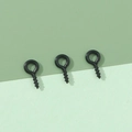 Three pieces of black coated iron eye hooks for DIY jewelry and woodworking projects - Small Size Bulk / Black