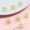 Perles fleurs de muguet en verre vert clair avec tige en métal pour la création de bijoux - Vert Olive