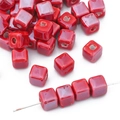 Polished red cube ceramic beads for DIY jewelry making handmade necklace and bracelet - 6mm (10 Pieces Pack) / Red
