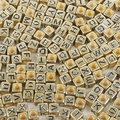 Square acrylic alphabet beads in vintage gold finish for DIY jewelry making sets - Square Antique Gold Letters / 100 Pieces/Pack (6x6mm)