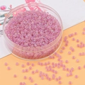 Perline di vetro smerigliato lavanda in contenitore rotondo per gioielli fai-da-te - Viola Balsamina