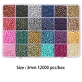 DIY 3mm glass seed beads kit with 24 colors and 12000 pieces in a clear plastic organizer - 1 Set/Pack / Pearlescent Seed Beads (480g)