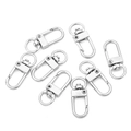 Set of 8 silver swivel lobster clasps with D-rings for DIY keychains and bag accessories - White Gold