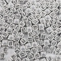 DIY cube acrylic alphabet beads in vintage silver finish for personalized jewelry making - Square Antique Silver Russian Letters / 100 Pieces/Pack (6x6mm)