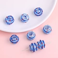 Hand-painted blue glass bead with red polka dots for DIY jewelry making - 14mm (1 Piece/Pack) / Blue Wave