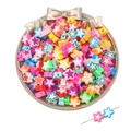Perles étoiles en pâte polymère multicolores pour la création de bijoux DIY - Couleurs mélangées aléatoires (30 pièces/paquet) / Pentagramme peint (10mm)