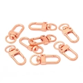 Set of 8 rose gold swivel lobster claw clasps with metallic finish for keychains - Rose Gold