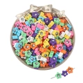 Perline colorate a forma di stella con faccine per la creazione di gioielli DIY - Colori misti casuali (30 pezzi/confezione) / Faccina sorridente a stella (10mm)