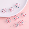 Perles en verre transparent avec points colorés pour création de bijoux DIY et bracelets - 14mm (1 Pièce/Pack) / Pois Rose Bonbon