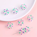 Perles en verre creuses faites main avec points colorés pour boucles d'oreilles DIY - 14mm (1 Pièce/Pack) / Pois Rose Violet