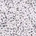 DIY acrylic alphabet beads with white cube base and black letters for jewelry making - Square White with Black Letters / 100 Pieces/Pack (6x6mm)