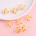 Perles en verre transparent à pois jaunes et oranges pour création de bijoux DIY - 14mm (1 Pièce/Pack) / Pois Jaune Orange