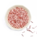Pink twisted glass bugle beads for DIY jewelry making displayed in a white ceramic bowl - 10g/Pack (2x6mm, Approx. 300 Pcs) / Pink