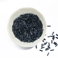 Glossy black bugle beads in a ceramic bowl for DIY jewelry making and craft projects - 10g/Pack (2x6mm, Approx. 300 Pcs) / Hematite Color