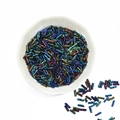 Colorful iridescent spiral glass bugle beads for handmade DIY jewelry and embroidery - 10g/Pack (2x6mm, Approx. 300 Pcs) / Black Multi-color