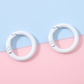 Lot de deux anneaux à ressort ronds blancs mats pour porte-clés DIY et sacs à main - Diamètre Environ 25mm Épaisseur Environ 3.5mm / Blanc