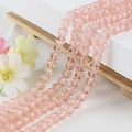 Cuentas redondas de cristal color melocotón facetado para creación de joyas y collares - 8mm / Rosa Agua