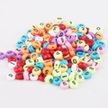 Colorful acrylic round digital beads with numbers 0-9 for DIY jewelry making - Colored with Black Numbers / 4x7mm (100 Pieces/Pack)