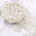 Pure white DIY ABS imitation pearls in various sizes for jewelry making and crafts - Pure White