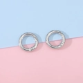Polished silver alloy spring gate rings, set of two round snap hooks for DIY crafts - 20mm (5 Pieces/Pack) / White Gold