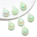 16mm hellgrüne bunte Acrylperlen mit Aufhängeschlaufe für DIY-Schmuckherstellung - 5 Stk./Packung (Durchmesser 16 mm, Loch ca. 4 mm) / Grasgrün