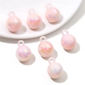 Perlweiße irisierende 16mm Acrylperlen mit Haken für DIY Schmuckherstellung Handwerk - 5 Stk./Packung (Durchmesser 16 mm, Loch ca. 4 mm) / Rosa