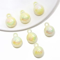 Hellgelbe 16mm Acrylperlen im Macaron-Stil mit Iris-Effekt und Aufhängeösen - 5 Stk./Packung (Durchmesser 16 mm, Loch ca. 4 mm) / Gelb