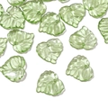 Perles de feuilles en acrylique vert translucide pour colliers avec textures - 50 Pièces/Sac / 15x14mm / Vert clair