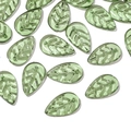 Perles feuilles en acrylique vert translucide avec nervures pour bijoux DIY - 10 pcs/Paquet / 11x18mm / Vert