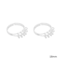 Silver plated adjustable 18mm ring bases with decorative mini loops for DIY jewelry - Double Layer Multi-Ring Design / 1 Piece / Silver