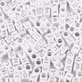 White square acrylic alphabet beads with silver letters for DIY jewelry making - Square White with Silver Letters / 100 Pieces/Pack (6x6mm)