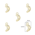 Golden crescent moon DIY alloy pendant with two clear rhinestones 12mm x 6mm set of 5 - Small Moon / 2 Pcs/Set / Gold
