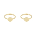 Adjustable 14K gold plated ring blank with flat circular tray for DIY jewelry - Round Plate Design / 1 Piece / 14K Gold Plated
