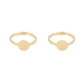 14K gold plated adjustable ring base with flat round disk for DIY jewelry making - Round Plate Design / 1 Piece / 18K Gold Plated
