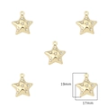 Star-shaped gold plated alloy pendant with crystals for DIY jewelry making - Pentagram / 2 Pcs/Set / Gold