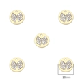 Five-piece set of 10mm gold-plated alloy round butterfly pendants with clear rhinestones - Round Bowknot / 2 Pcs/Set / Gold